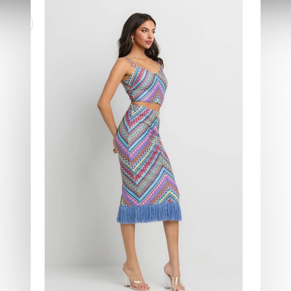 AJA MIDI MULTI COLOR SKIRT SET